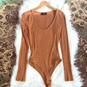 Amber colored ribbed bodysuit -Large